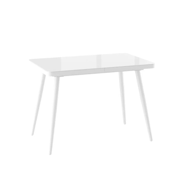 Стол BORG RADIAL-110 , раздвижной со стеклом 110(142)х70, БЕЛЫЙ ОПТИВАЙТ/БЕЛЫЙ)